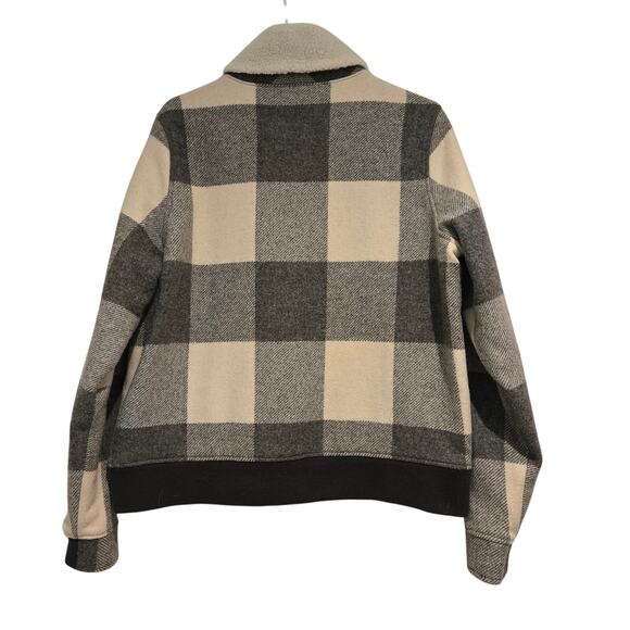 Woolrich Gray Buffalo Plaid Wool Blend Zip Front Insulated Bomber Jacket, Large - Picture 2 of 9